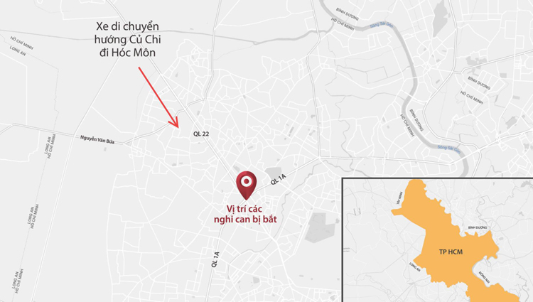Cảnh sát bắt giữ nhóm nghi can tại khu vực ngã tư An Sương. Graphic: Lê Huyền