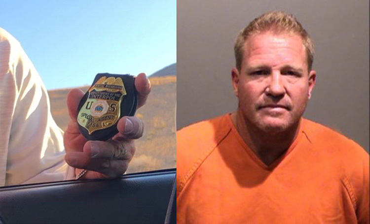 Michael Nelson (phải) và phù hiệu đặc vụ giả. Ảnh: Jefferson County Sheriffs Office.