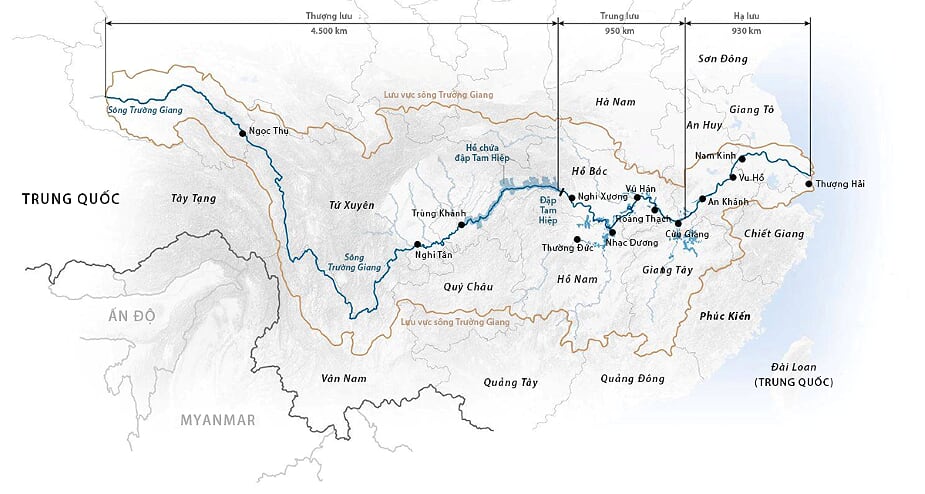 Lưu vực sông Trường Giang. Đồ họa: CGTN.