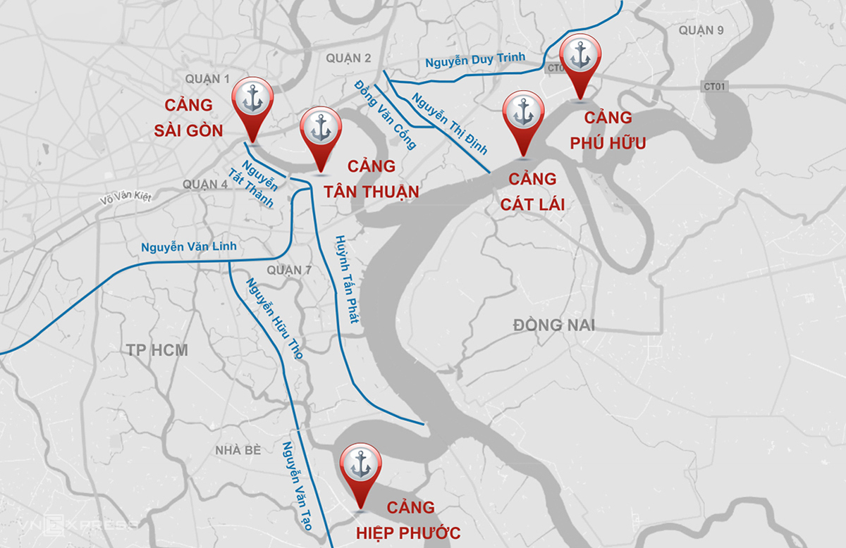Tuyến đường gần các cảng sẽ được đầu tư xây dựng giảm ùn tắc. Đồ họa: Thanh Huyền.