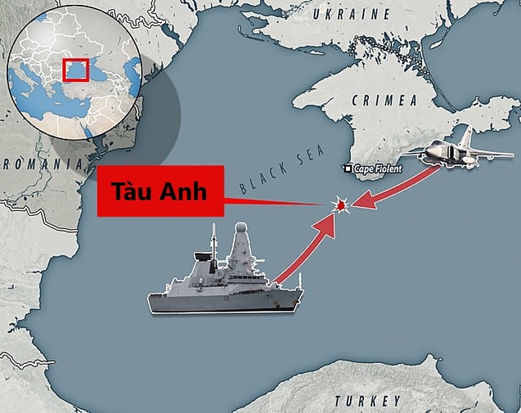 Vị trí của tàu Anh. Đồ họa: Salten News.