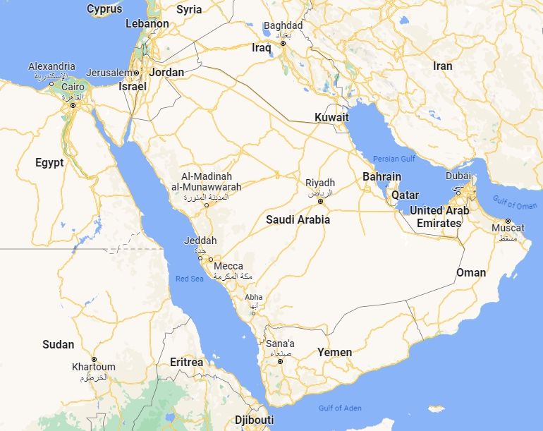 Vị trí Yemen và Israel. Đồ họa: Google Maps